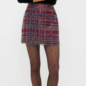 Tuckernuck Plaid Sequin Meg mini skirt